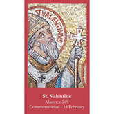 St. Valentine Laminated Holy Card (5-Pack) With Two Free Prayer Cards Included