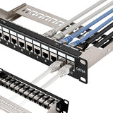 Patch Panel Mini 12 Port Cat6A With Inline Keystone 10G Support, Coupler Patch