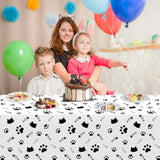 4 Pack Cat Tablecloth Paw Print Tablecloth Cat Themed Table Cover Cats Dogs Plastic Tablecover Bone Sign Table Cloth Cat Party Supplies Cat Birthday Decorations Kitty Theme Birthday Decor 86 X 51 Inch
