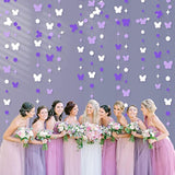 40Ft Lavender Butterfly Garland Purple White Hanging Circle Polka Dot