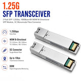 1-Piar 1.25G Sfp Module Single Mode With The Fiber Optic Port Sc/Upc Singlemode, Ddm 10Km, Compatible With Cisco Et Open Switch