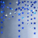 Reflective Blue Star Garlands Streamer/Bunting/Backdrop Party Decoration Stars Hanging Decor For Frozen Birthday/Blue Silver Wedding/Engagement/Royal Baby Shower/Kids Room/Home Decorations