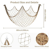 2 Pack Fish Net Decorations - 80X40 Inch Brown Fishing Net Decor For Under The Sea Hawaiian Beach Themed Party, 3Mm Thick Natural Cotton Versatile Nautical Netting For Party Wall Table Ceiling Decor