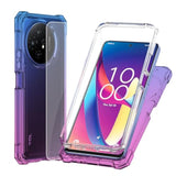 For Tcl 50 Xl 5G Phone Case, Tcl 50Xl Nxtpaper Phone Case With Screen Protector, Shockproof Corners Tpu Bumper, Dual Layer Silicone Cell Phone Cover-Blue Pink