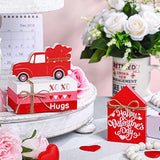 5 Pcs Valentine'S Day Decorations Valentine Table Centerpiece Valentines Tiered Tray Decor Reversible Wooden Truck Sign 3 Books Bundle With Twine Red Pink House Sign For Home Office Mantel Gift