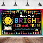 Back To School Decorations Back To School Backdrop Here'S To A Bright School Year First Day Of School Banner Large Welcome Banner For First Day Of School Photo Backdrop