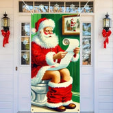 Christmas Door Cover Decorations - Merry Christmas Santa Claus Front Door Banner, Xmas Hanging Porch Sign Backdrop For Holiday Gifts, Indoor/Outdoor New Year Supplies