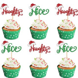 24 Pcs Naughty Or Nice Cupcake Toppers Glitter Santa Hat Merry Christmas Cupcake Picks Naughty Or Nice Cake Decorations For Merry Christmas Santa Happy New Year Holiday Birthday Party Supplies