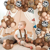 170Pcs Cowboy Balloons Garland Arch Kit, Cow Brown Neutral Blush Confetti Print Balloons For Western Cowboy Cowgirl Farm Animal Themed Baby Shower Bachelor Birthday Party Decorations Supplies