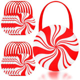 12 Pcs Christmas Gifts Bag Christmas Candy Shaped Bags Reusable Non-Woven Fabric Christmas Tote Bags White Red Gifts Bags With Handle Christmas Candy Treats Cookie Gift Bag For Christmas Party