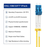- 2M-6Pack LC to LC Single Mode Fiber Patch Cable OS2, SM Fiber Optic Cable, SMF Singlemode Fiber Jumper Cord, Duplex, 9/125um, Yellow, LSZH,