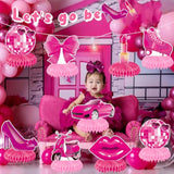 Pink Girls Birthday Decorations Hot Pink Princess Party Honeycomb Centerpieces Disco Bachelorette Birthday Party Decoration For Girls Doll Theme Party Bridal Shower Wedding Baby Shower