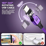Usb C To C Charge Cable Pd 240W (2 Pack 10Ft) Usb2.0 480Mbps & Data Transfer Cable 180° & 360° Rotation Charge Cables Phone Charge Cord For Type C Devices (Purple)