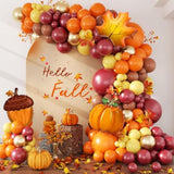 141PCS Thanksgiving Balloon Arch Kit with Mustard Burgundy Orange Fall Balloons