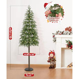 7Ft Artificial Christmas Tree With 350 Warm White Led Lights, Pre-Lit Xmas Tree With Realistic Bark For Indoor Outdoor Holiday Decor