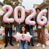 2026 Cream Pink 40Inch Number Balloons New Year Party Decorations