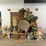 60PCS Sage Green Gold Brown Balloons for Jungle Safari Woodland Party Decor