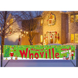 Merry Christmas Fence Banner Green Elf Xmas Winter Holiday Party Decor Yard Porch Sign Decoration Photo Booth Backdrop (Green-A)