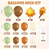 Fall Balloon Garland Arch Kit Brown Orange Green with Maple Leaf for Thanksgiving Party