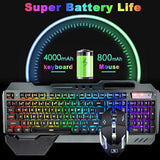 Wireless Gaming Keyboard Mouse Bluetooth Headset Kit With 16 Rgb Backlit Rechargeable Battery Metal Mechanical Ergonomic Waterproof Dustproof Removable Palm Rest For Laptop Pc Gamer(Rainbow Rgb)