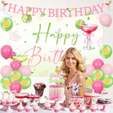 Margarita Birthday Party Decorations, Pink And Green Margarita Backdrop Margarita Happy Birthday Banner Margs And Matrimony Cupcake Toppers Balloons For Girl Mexican Fiesta Birthdays Party Supplies