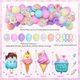 75Pcs Ice Cream Birthday Party Decorations For Girls Kids, Pastel Ice Cream Balloon Garland Arch Kit First Two Sweet Birthday Banner Foil Sprinkle Long Twist Balloons Cupcake Toppers Party Supplies