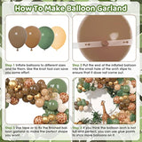 170Pcs Jungle Safari Balloon Garland Kit – Sage Green & Animal Print Balloons for Wild Parties