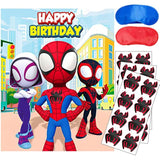 Spidey Birthday Decorations, Spidey Party Games For Boys Girls, Large Poster 24Pcs Stickers For Spidey Birthday Party Supplies