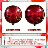 Big 22 Inch Dark Red Balloons - Pack Of 6, Red Metallic Balloons | 360