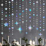 Iridescent Star & Circle Garland Metallic Twinkle Streamers for Birthdays