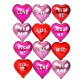 12Pcs Mylar Heart Balloons Valentines Heart Balloons Foil Sweetheart Balloons Xo Balloons Galentines Balloon For Galentines Decoration Wedding Galentines Party Decor Valentines Party Decor