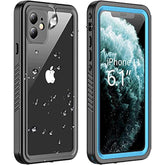 Compatible With Iphone 11 Waterproof Case, Built-In Screen Protector Full-Body Rugged Bumper Sealed Cover Shockproof Dustproof Waterproof Case For Iphone 11 6.1 Inch (Blue/Clear)