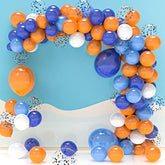 127pcs Blue Orange Balloon Garland Kit Arch with Confetti for Birthday Baby Shower Decor
