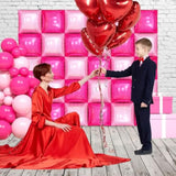 Metallic Rose And Hot Pink Square Foil Balloons Wall - 19 Inches Square Balloons Tunnel Arch Garland Kit For Valentines Day Decorations, Bridal Shower Decorations, Bachelorette