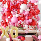 Valentines Day Balloon Set, 145Pcs Red Pink White Gold Valentines Balloons With Love Heart Foil Balloons For Valentines Day Decoration Party Supplies