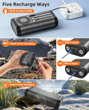 Solar Charger Power Bank 59800mAh, Outdoor Waterproof Battery Pack, 3 Built in Cables & Hand Crank, 6 Outputs, 15W Wireless Charging, Emergency LED