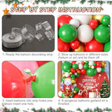 Christmas Balloon Arch Kit - Red, Gold, White, Green Garland With Bell Balloons And 40 Inch Santa Claus Foil Balloon For Xmas Party Decorations