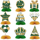 9Pcs Green Gold Birthday Decorations Honeycomb Centerpieces For Women Men Green Gold Happy Birthday Table Centerpieces Party Supplies 16Th 21St 30Th 40Th 50Th Birthday Table Topper Decor