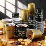 50 Pcs 12 Oz Happy New Year Disposable Plastic Cups Black Gold Drinking Cups New Year Party Supplies For Holiday Christmas