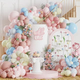 Spring Wildflowers Balloon Arch Kit 153Pcs Pastel Pink Blue Balloon Garland Kit, Daisy Flower Foil Balloons For Birthday Baby In Bloom Baby Shower Bridal Shower Wedding Wild One Party Decorations