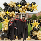 Black and Gold Balloons Garland Arch Kit, 143Pcs Black Gold Confetti Latex Balloons for 2026 Graduation Anniversary Birthday New Year Party Decorations
