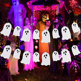 2 Pack White Glitter Halloween Ghost Garland Banner Indoor Haunted Mansion Decor