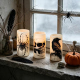 Skull Halloween Flameless Candles Battery Operated with 6H Timer