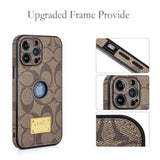 Luxury Designer Leather Case for iPhone 16 Pro Max with Camera Lens Protector and Logo View