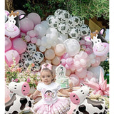 145 PCS Pink Cow Balloon Garland Kit for Cowgirl & My First Rodeo Party Decor