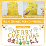 Pre-Assembled Hanging Christmas Banner For Inside Gold Merry Christmas Garland With Snowflakes, Merry Xmas Banners Bunting For Home Fireplace, Xmas Tree, And Indoor/Outdoor Holiday Party Decorations