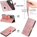 Designed For Motorola Moto G 5G 2022 Case Wallet,Women Flip Folio Cover With Embossed Pu Leather Stand Credit Card Holders Slots Wrist Strap Phone Case For Moto G 5G 2022 (Rose Gold Butterfly)