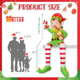 10Ft Christmas Inflatable Outdoor Decoration, Giant Sitting Elf Inflatable Christmas Decorations Outdoor With Built-In L