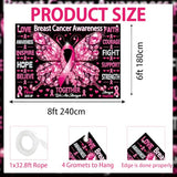 Breast Cancer Awareness Backdrop October Pink Ribbon Butterfly Banner Background Women Breast Cancer Love Hope Faith Charity Event Photo Booth Props 8x6FT