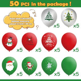 50 Pcs Christmas Balloons For Party Decorations, Red And Green Latex Balloons For Christmas Party Supplies Favors, Santa Balloon Decor For Xmas Holiday Games
